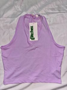 GLITCHEZ Lilac Halter Neck Crop Top