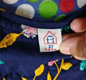 Navy Blue Embroidered Kurta