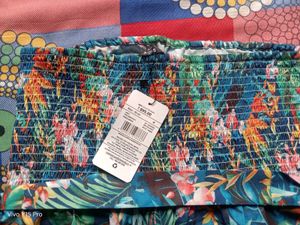 Tropical Print Strapless Jumpsuit
