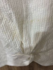 Cream Ribbed Twist Front Top