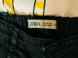 Zara Black Denim Ripped Shorts