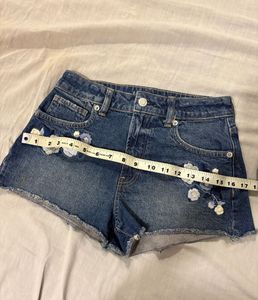 Beautiful Embroidered Denim Shorts