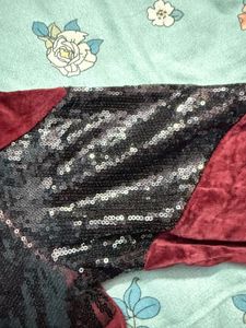 Maroon Velvet Sequin Hoodie