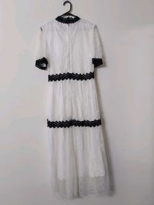 Elegant White Lace Midi Dress