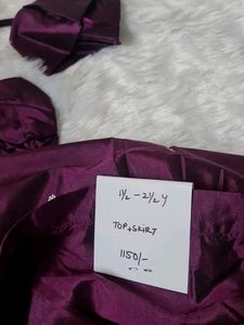 Purple Silk Crop Top Skirt - 1-2.5y