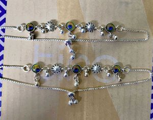 Silver Anklets with Peacock Design