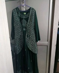 Elegant Green Anarkali Suit with Jacket