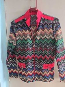 Colorful Zigzag Print Open Front Jacket