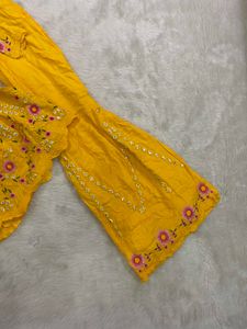 Vibrant Yellow Embroidered 3-Piece Anarkali / Shar