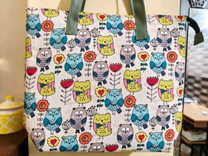 Cute Owl Print Tote Bag