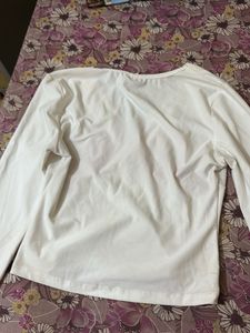 Cream Lace Trim Long Sleeve Top