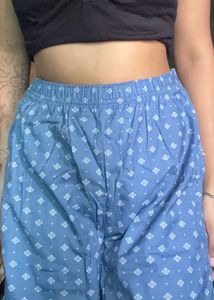 Blue Printed Pajama Shorts
