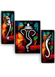 Lord Ganesha Set Of 3 Canvas Wall Painting Pack 2
