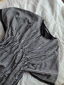 Striped Kaftan Top with Lace Trim