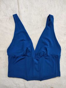 V-Neck Corset Style Blue Top