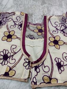 Unique Violet Chiffon Saree+Blouse+Freegift-₹200🤩