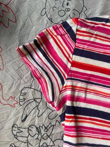Striped V-Neck Short Sleeve Top