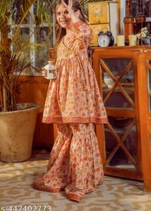 Girls Floral Print Kurta with Palazzo Set