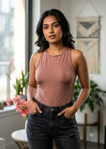 Sleeveless Dusty Rose Bodysuit