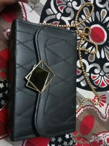 Stylish Black Quilted Clutch Bag