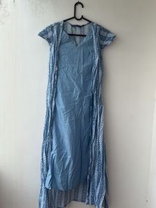 Blue Printed Maxi Dress