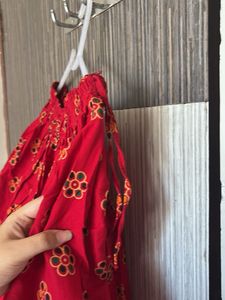 Vibrant Red Ethnic Skirt