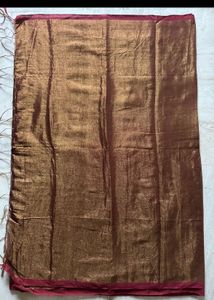 Brand New Brown &amp; Red tissue  Saree
