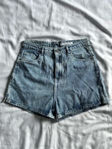 High-Waisted Blue Denim Shorts