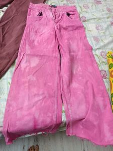 Pink Wide Leg Jeans