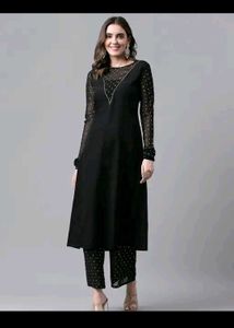 Polka dots stylish neck and sleeves Kurta Set