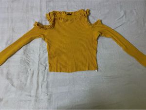 Yellow Cold Shoulder Top