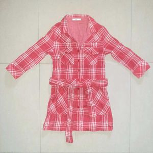 🌸 Rare BOSSINI Blush Pink Plaid Shirt Dress