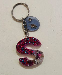 Resin Glitter  Letter 'S' Keychain
