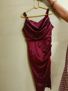 Elegant Satin Ruched Dress