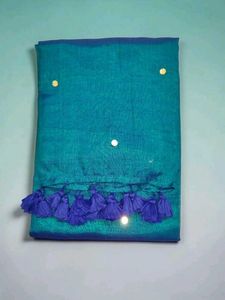 Royal Blue Tissue Silk Saree with Elegant Tassels