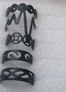 Korean Finger Rings Adjustable. Matte Black . Set Of 5ps