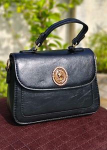 Chic Black Handbag with Gold Embellishment