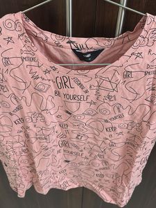 Cute Pink Graphic Print T-Shirt