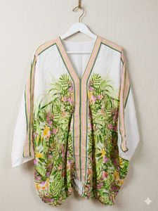 Stylish Tropical Print V-Neck Top