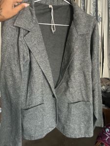 Grey Textured Blazer Jacket