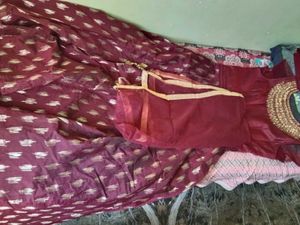 Maroon embroidery gown Set