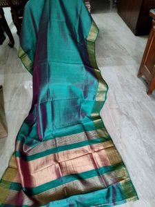 Elegant Green & Gold cotton blend Saree