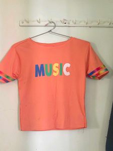 Orange 'Music' Graphic T-Shirt