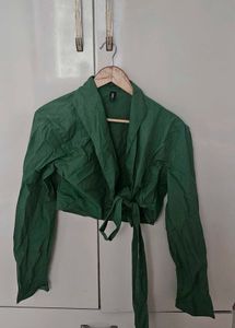 Green Tie-Front Top