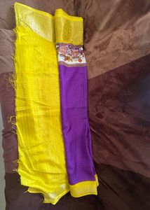 elegant Purple Saree with  unstitched blouse