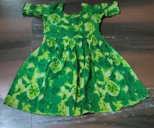 Green Tie-Dye Girl's Dress