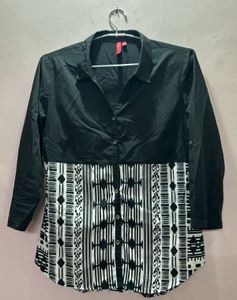Fame Forever Black & White Printed Shirt