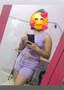 Lavender Ribbed Crop Top &amp; Shorts