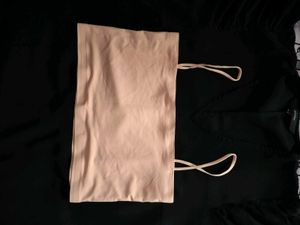 Vero Moda Black Sheer Sleeve Top with nude camisol
