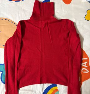 Chic Red Turtleneck Top